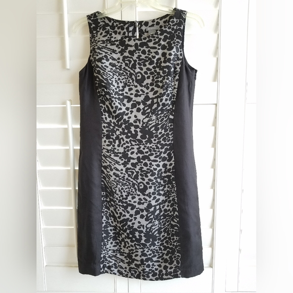 NEW - Ann Taylor Black and Gray Animal-Print Shift Dress -- Size 2 - Picture 1 of 7